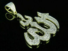 10K  Gold Over Mens Diamond Islamic Allah Arabic Pendant 2.25" Charm 2.00 CT