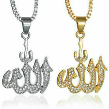 1.00Ct Round Diamond Muslim Islamic Allah Necklace Pendant 14k White Gold Finish