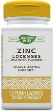 Nature's Way ZINC LOZENGES Immune Support with Echinacea, Vegan 60 ct WILD BERRY