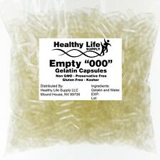 EMPTY GELATIN CAPSULES SIZE 000 BULK Kosher Halal 100-10,000 Gel Caps Pure