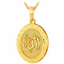 14k Gold Muslim Medallion Iced CZ Pendant 24" Link Chain Islam Allah