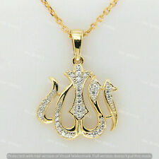 1.35 CT Islamic Allah Arabic Cluster Diamond Unisex Pendant 14k Yellow Gold Over