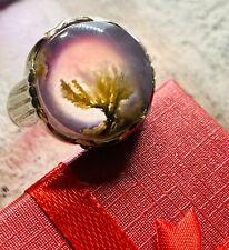 Antique Yemeni Agate Authentic Spring Rose Aqeeq Sterling Silver Ring 11 US 