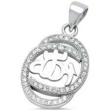 Sterling Silver Muslim Islam Allah Crystals CZ Pendant Necklace with 22” Chain