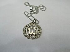 Huge Allah Islamic Muslim Pendant Charm Necklace Men Women 925 Sterling Silver