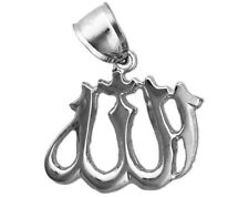 Polished Rhodium Plated 925 Sterling Silver Islamic Allah Charm Pendant