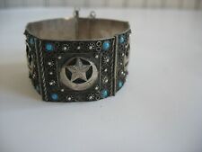 VTG Cinar Turkey 900 Silver & Turquoise Cartouche Link Bracelet Ottoman Islamic 