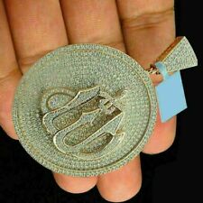 Custom Diamond Allah Arabic Islamic Pendant .925 Sterling Silver Charm 4.15 Ct