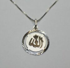 Sterling Silver 925 Allah ISLAMIC SYMBOL PENDENT &  SS CHAIN 9 1/2 INCH