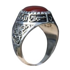 St. Silver 5 Ahlul-Bayt Aqiq Red Agate Carnelian Ring Allah Muhammad