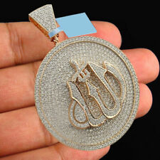 2 ct Sim Diamond Allah God Islamic Classic Pendant Charm 14k Rose Gold Finish