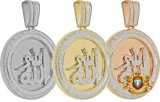 Men's Real Genuine Diamond Allah Muslim Arabic Islamic Pendent Charm Medallion