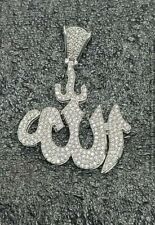 2Ct Round VVS1 Diamond Religious Islamic Allah Charm Pendant 14k White Gold Over