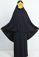 Black 2 Piece Muslim Women Prayer Skirt Isdal Pray Outfit Cover Islamic Spandex