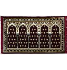 Modefa Islamic Turkish Wide 5 Multi Person Masjid Islamic Prayer Rug  Mihrab Red