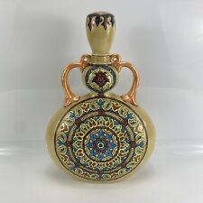 Vtg 1974 Arabic Islamic Ceramic Flask Al Nasr Kaleidoscope Design 14" Tall Crack