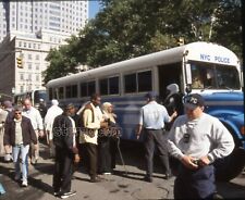 Post 9/11 Police Bus with Muslims Original stereo slide Downtown New York   