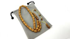 Amber Rosary Barrel Beads Islamic 33 Prayer Brown Yellow String Misbaha Tasbih
