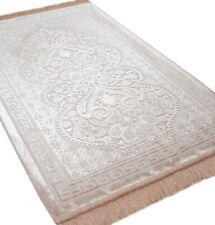 Modefa Turkish Islamic Velvet Prayer Rug Sajadah Luxury Plush Blush Pink