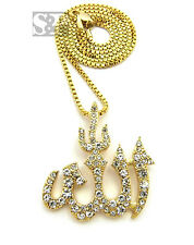 Hip Hop Iced Bust Down Muslim Allah Pendant & 2mm 24" Box Chain Hip Hop Necklace