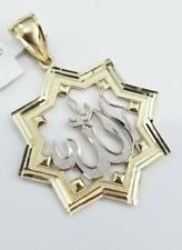 Clearance Real Yellow Allah God Arabic Islamic Star Diamond Cut Pendant Charm