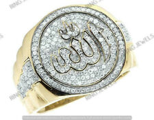 1.75Ct Round Diamond Islamic Allah Pinky Presidential Ring 14K Yellow Gold Over