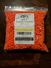 1000 EMPTY GELATIN CAPSULES gel SIZE 0  Colored Orange Kosher Halal