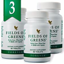 3 bott. Forever Fields Of Greens (80 tab.ea) Healthy digestion. Kosher/Halal 