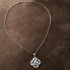 Allah Muslim Islamic Quran Real 925 Sterling Silver Necklace Pendant Charm CZ