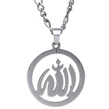 Silver Stainless Steel Round Allah Necklace Chain Muslim Islam Allah Gift 