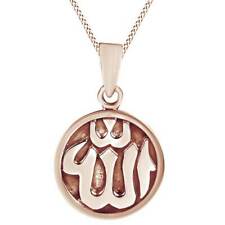 Round Allah Symbol - Islamic God Pendant Necklace 14K Rose Gold Over Sterling