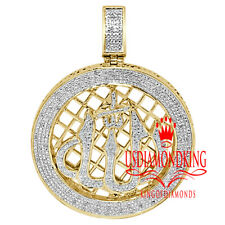 Genuine Diamonds Allah Muslim Islamic Round Charm 10K Yellow Gold Finish Pendent