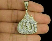 Men's 14k Yellow Gold Finish 2.00 CT Diamond Islamic Prophet Allah Charm Pendant