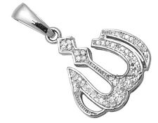 New Charm White Gold Over 925 Silver "Allah" Islamic White Lab Diamond Pendant