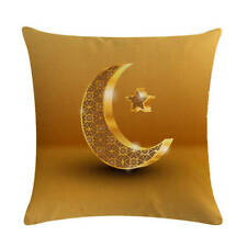 GOLD Eid Pillow Covers Hijab.17 x 17 inch Decorative Linen Pillow Covers