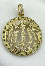 18K Gold  Diamond & Emerald Islamic Allah Pendant One Of A kind!!!!