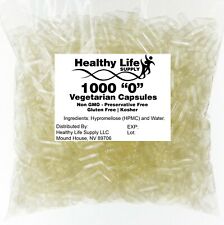 1000 EMPTY VEGETARIAN CAPSULES SIZE 0 BULK Kosher/Halal Veg Caps Pure Non GMO