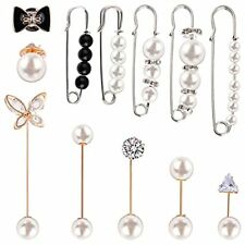 12 Pieces Pearl Scarf Brooch Pin Assorted Muslim Scarf Hijab Clips Small Brooch 