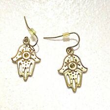 Costume Earrings Jewelry Pierced Muslim Hand with Eye gold tone metal fishhook