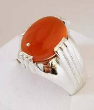 Orange Aqeeq Ring Carnelian Ring Yemeni Aqeeq Oval Shape Ring Akik