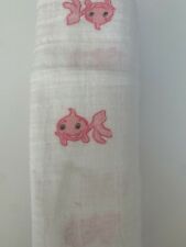 NWT ADEN + ANAIS 47" x 47" ONE PIECE COTTON MUSLIM CLASSIC SWADDLE PINK FISH
