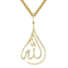 10K White Gold Finish Diamond Islamic Allah Arabic Pendant Pave Charm 1.50CT