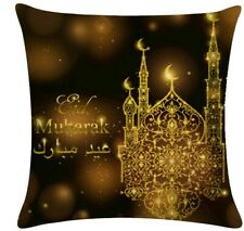 BROWN Eid Mubarak Pillow Covers Hijab.17 x 17" Decorative Linen Pillow Covers