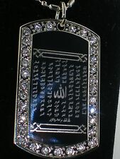 Allahs 99 Names Islamic CZ  TAG PENDANT NECKLACE with CHAIN