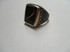 Islamic style sterling silver &bronze ring for men rectangular black top size 11