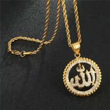 Stainless Steel Ramadan Muslim Islam Allah Pendant Necklace Chain Gold Arabic