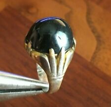 Yemeni Black AQEEQ Silver Ring,  vintage Agate Sterling Silver SUFI Men Ring