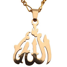 Gold Pt Allah Necklace Islam Muslim Charm Quran Gift Islamic God Arabic Chain 