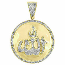 14K White Gold Over 1.60 Ct Round Diamond "Allah" Islamic Shape Women's Pendant