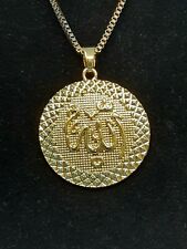 Men 18k Gold Plated Islamic Muslim Diamond Cut Pendant Necklace.